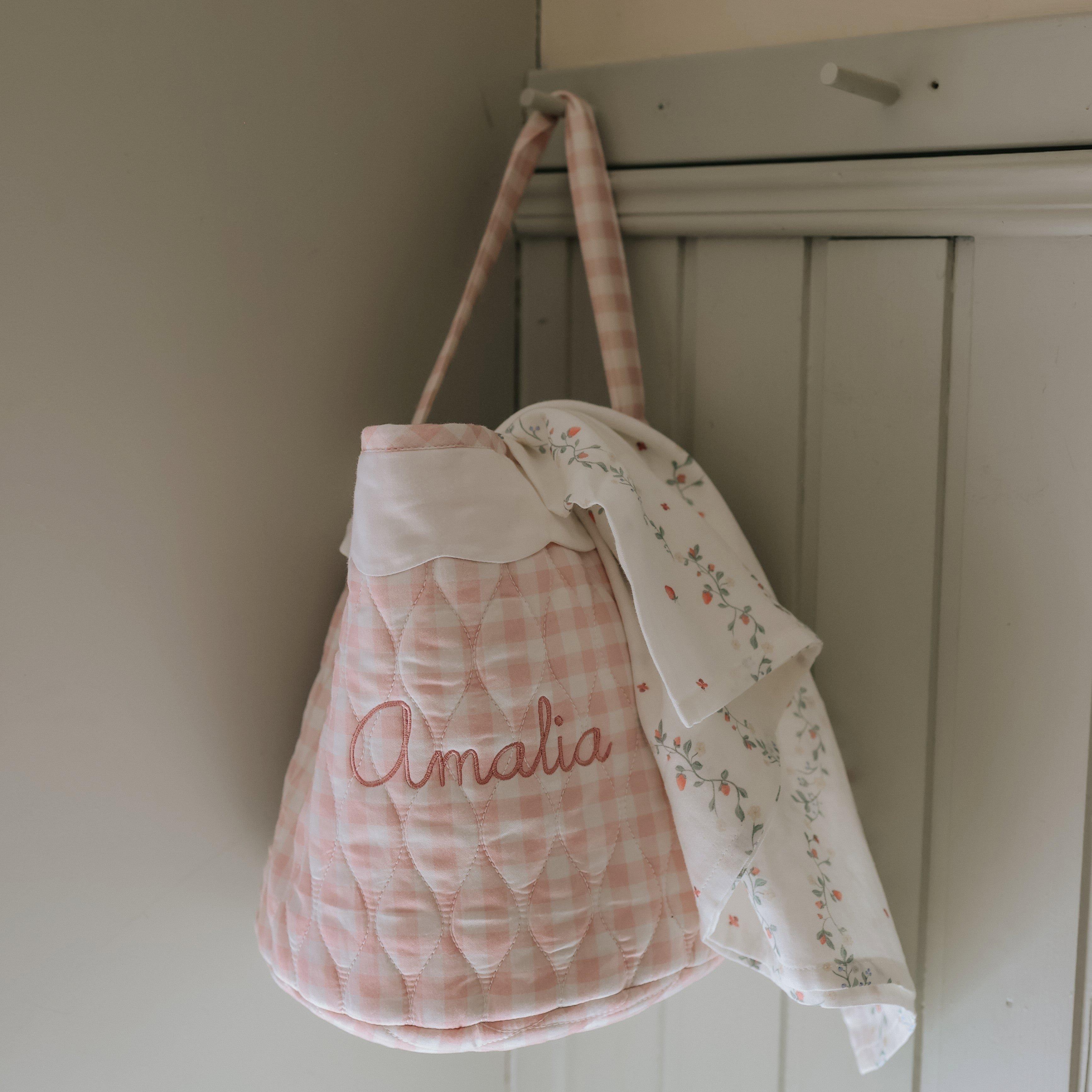 Quilted Storage Basket - Pink Gingham image number 3