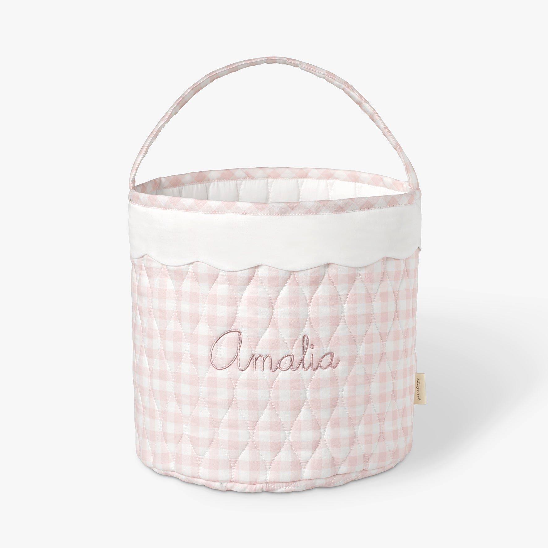 Quilted Storage Basket - Pink Gingham image number 1