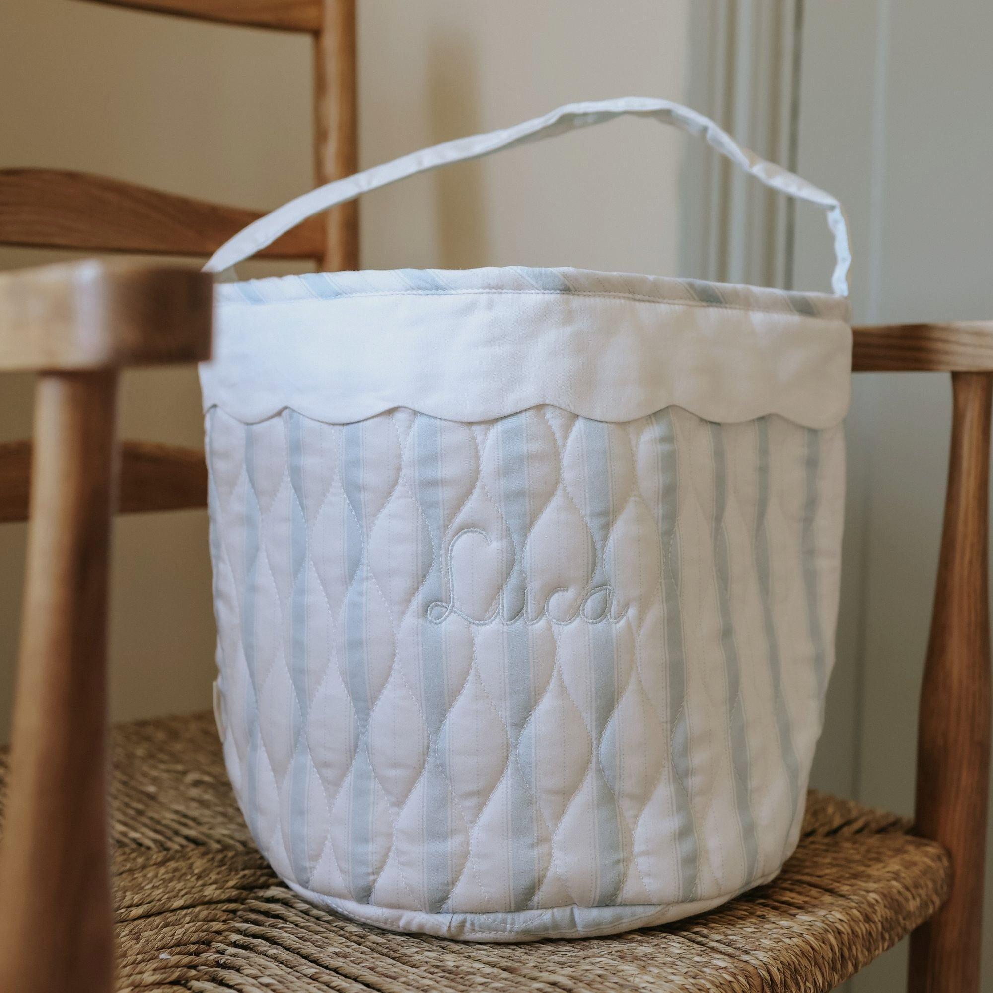 Quilted Storage Basket - Seaside Stripe image number 1