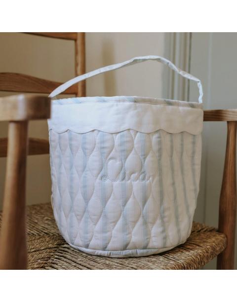 Quilted Storage Basket - Seaside Stripe