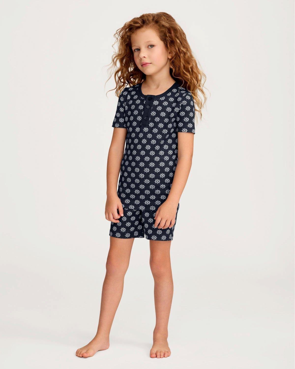 Kid's Pima Snug Fit Short Set in Captain's Compass image number 2