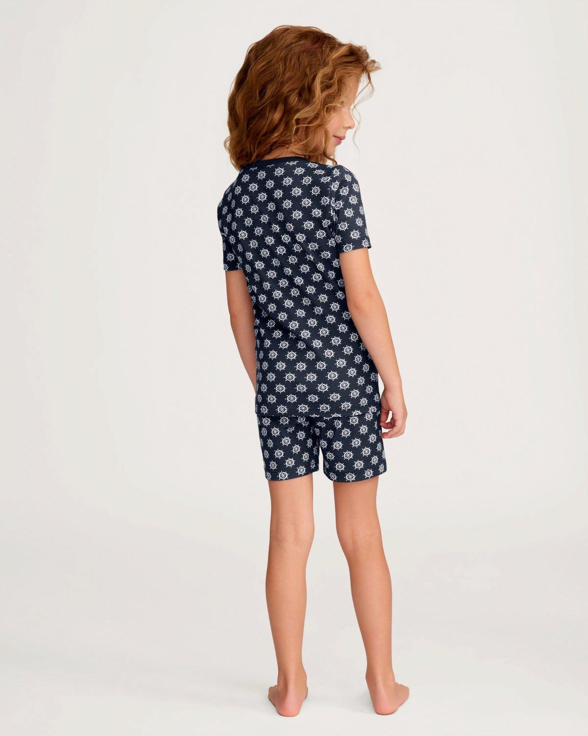 Kid's Pima Snug Fit Short Set in Captain's Compass image number 3