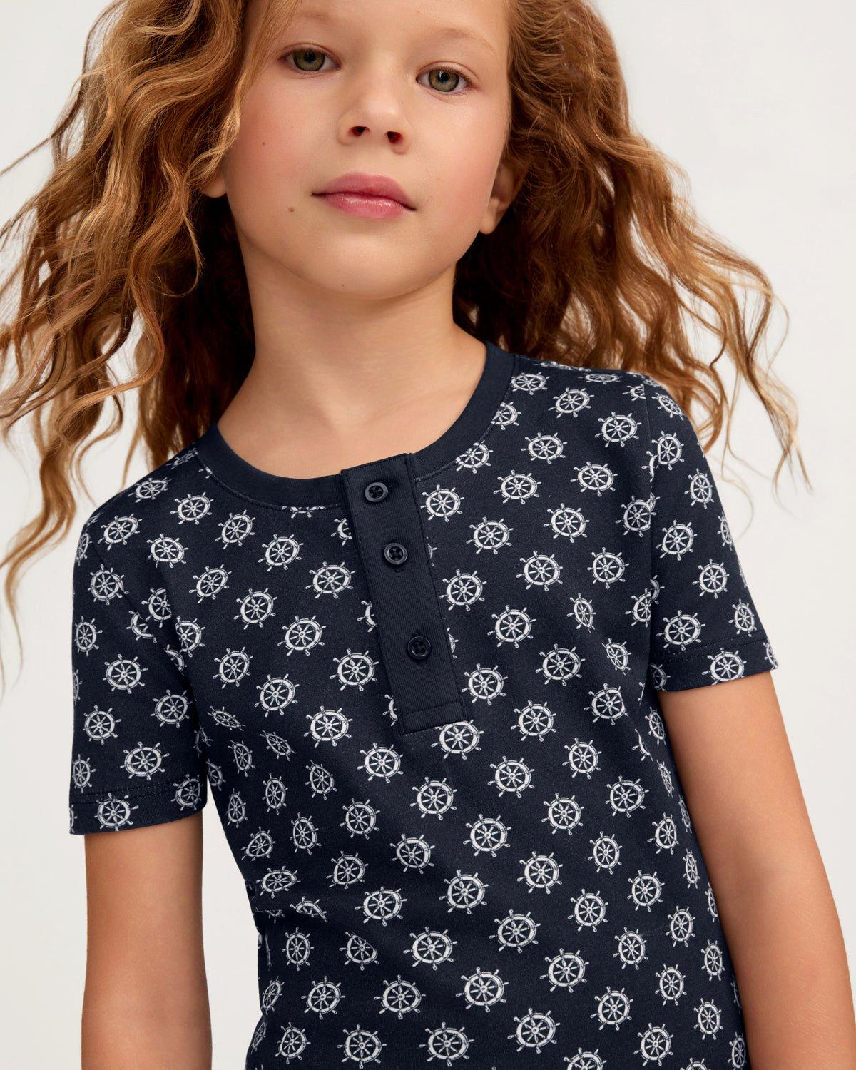 Kid's Pima Snug Fit Short Set in Captain's Compass image number 1