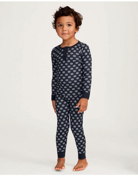 Kid's Pima Snug Fit Pajama Set in Captain's Compass