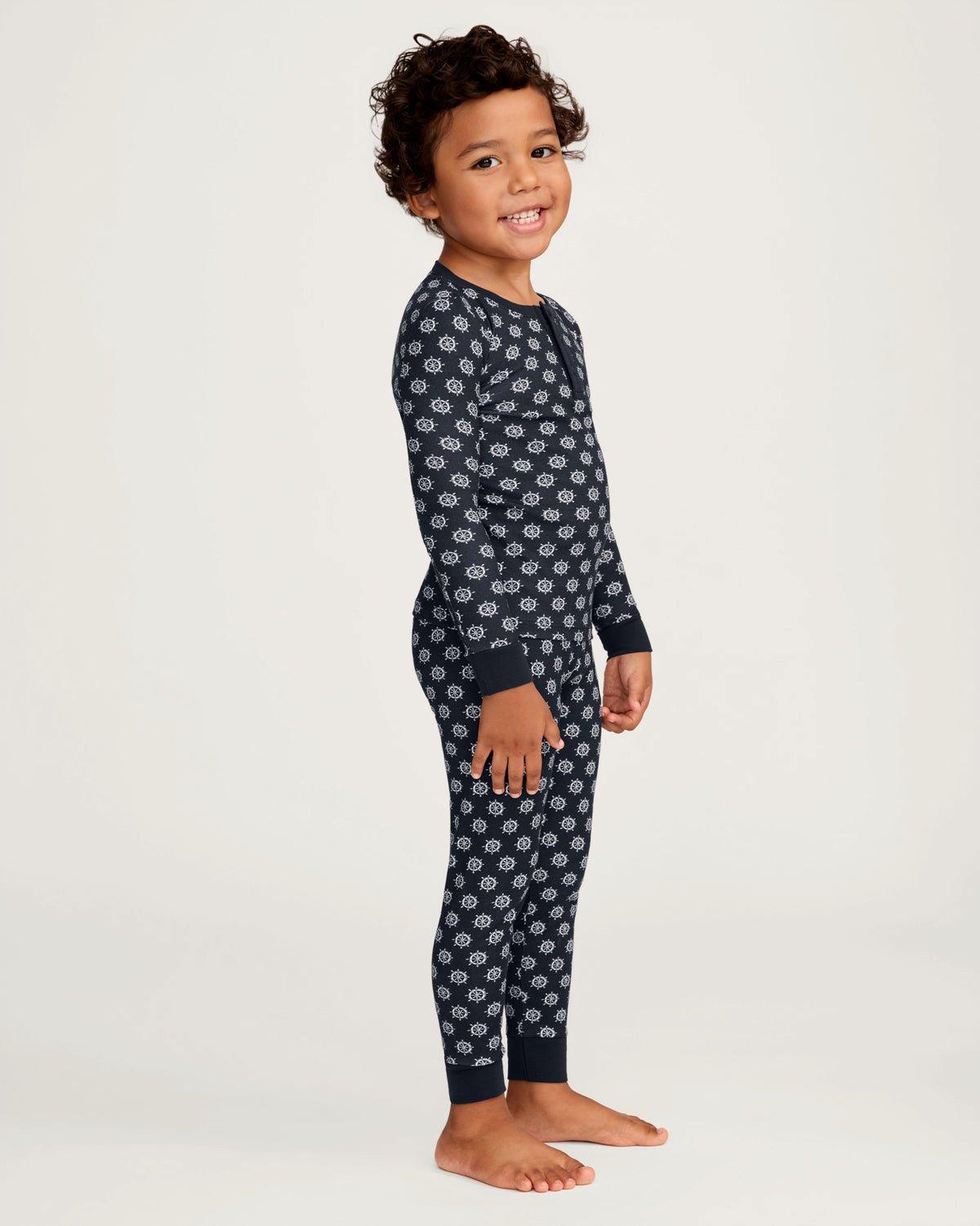 Kid's Pima Snug Fit Pajama Set in Captain's Compass image number 2