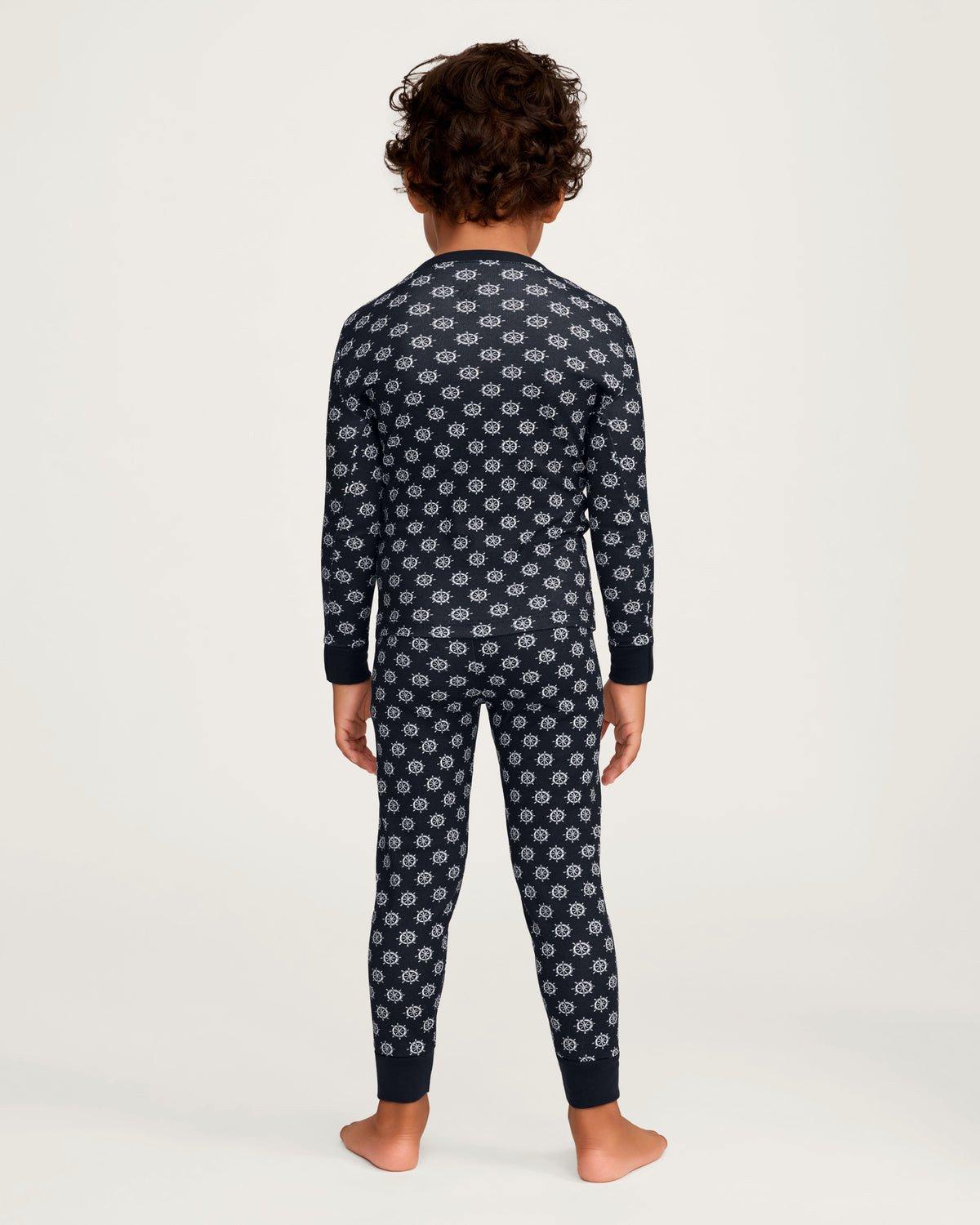 Kid's Pima Snug Fit Pajama Set in Captain's Compass image number 3