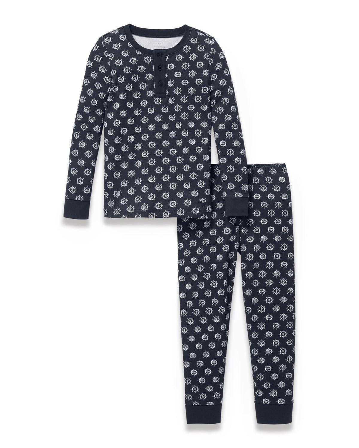 Kid's Pima Snug Fit Pajama Set in Captain's Compass image number 4