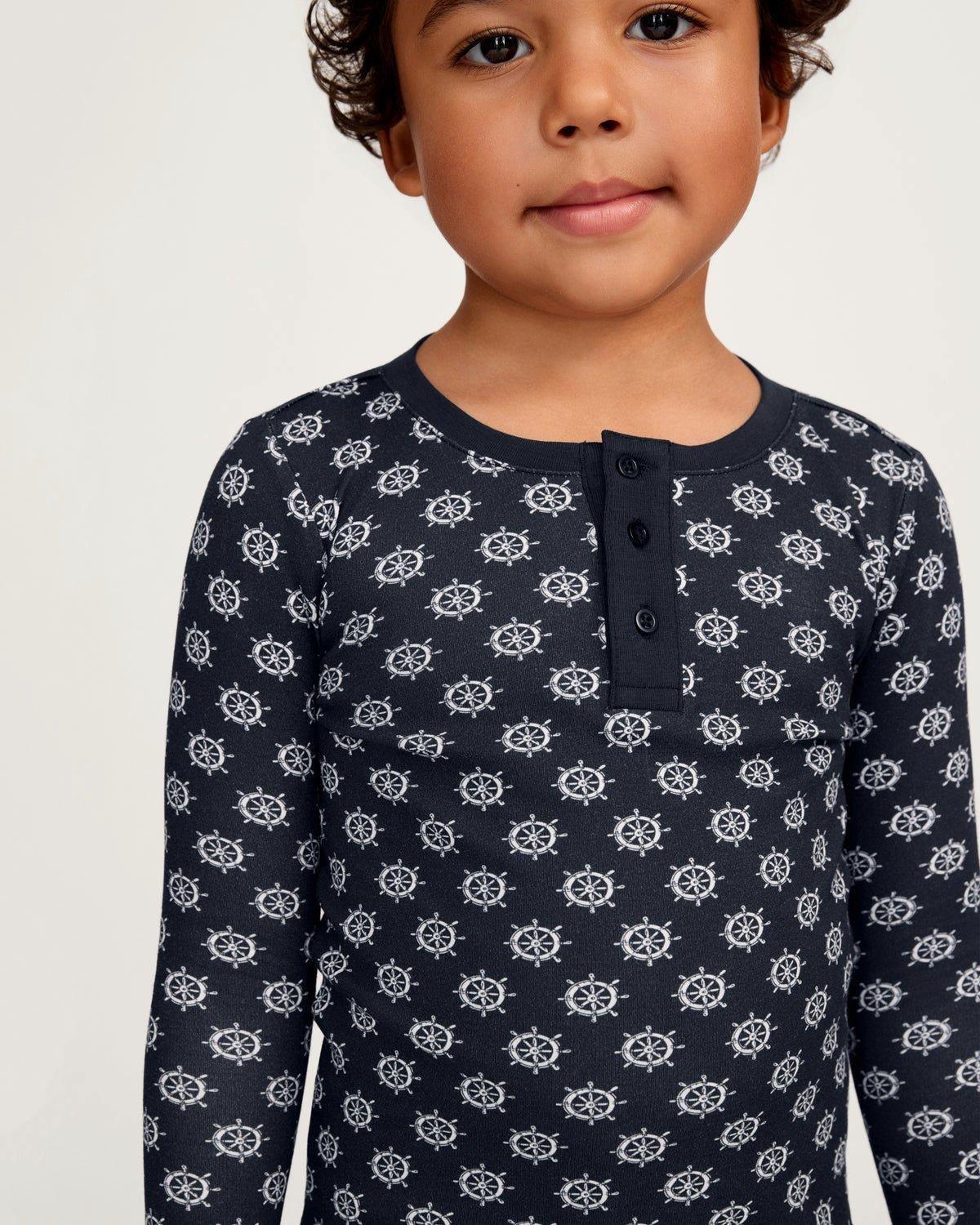 Kid's Pima Snug Fit Pajama Set in Captain's Compass image number 1