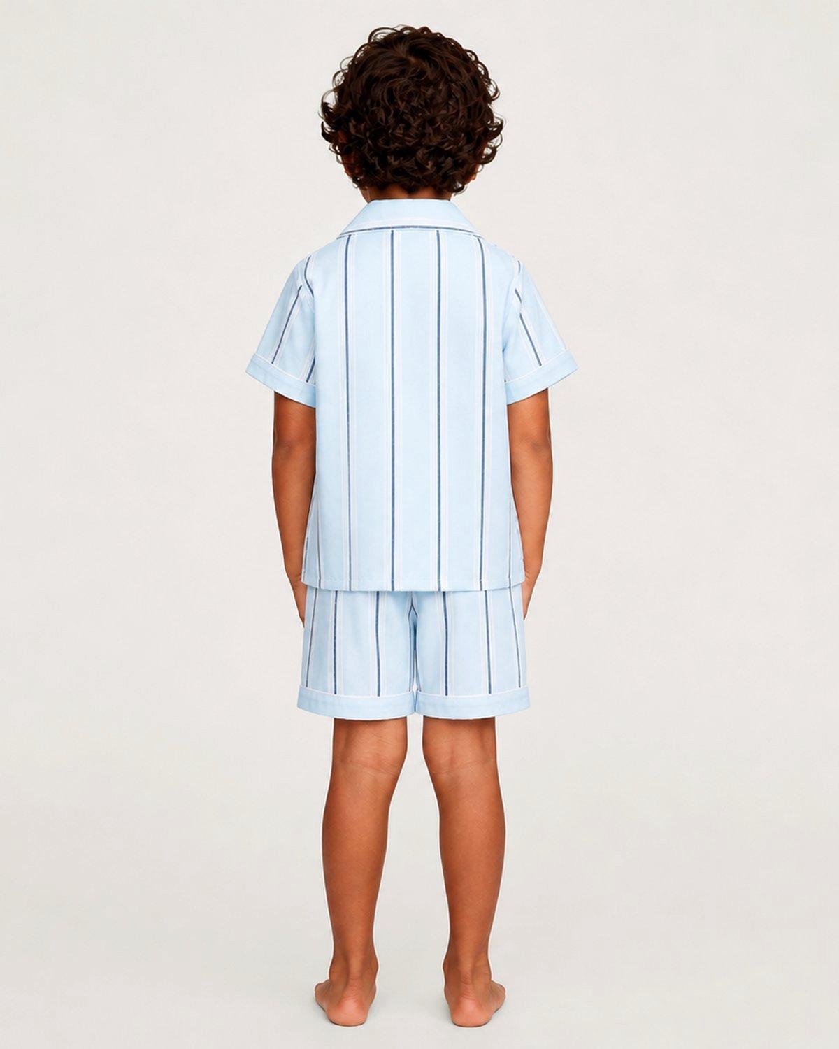 Kid's Twill Pajama Short Set in Coastal Stripe image number 2