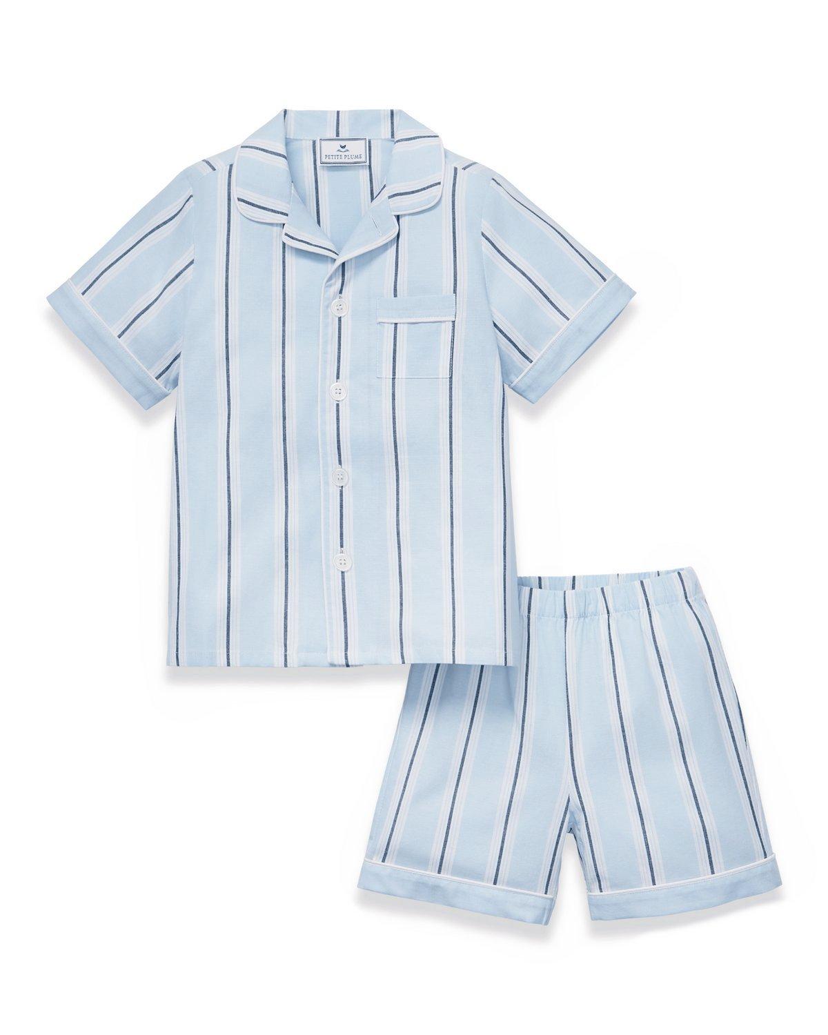 Kid's Twill Pajama Short Set in Coastal Stripe image number 3