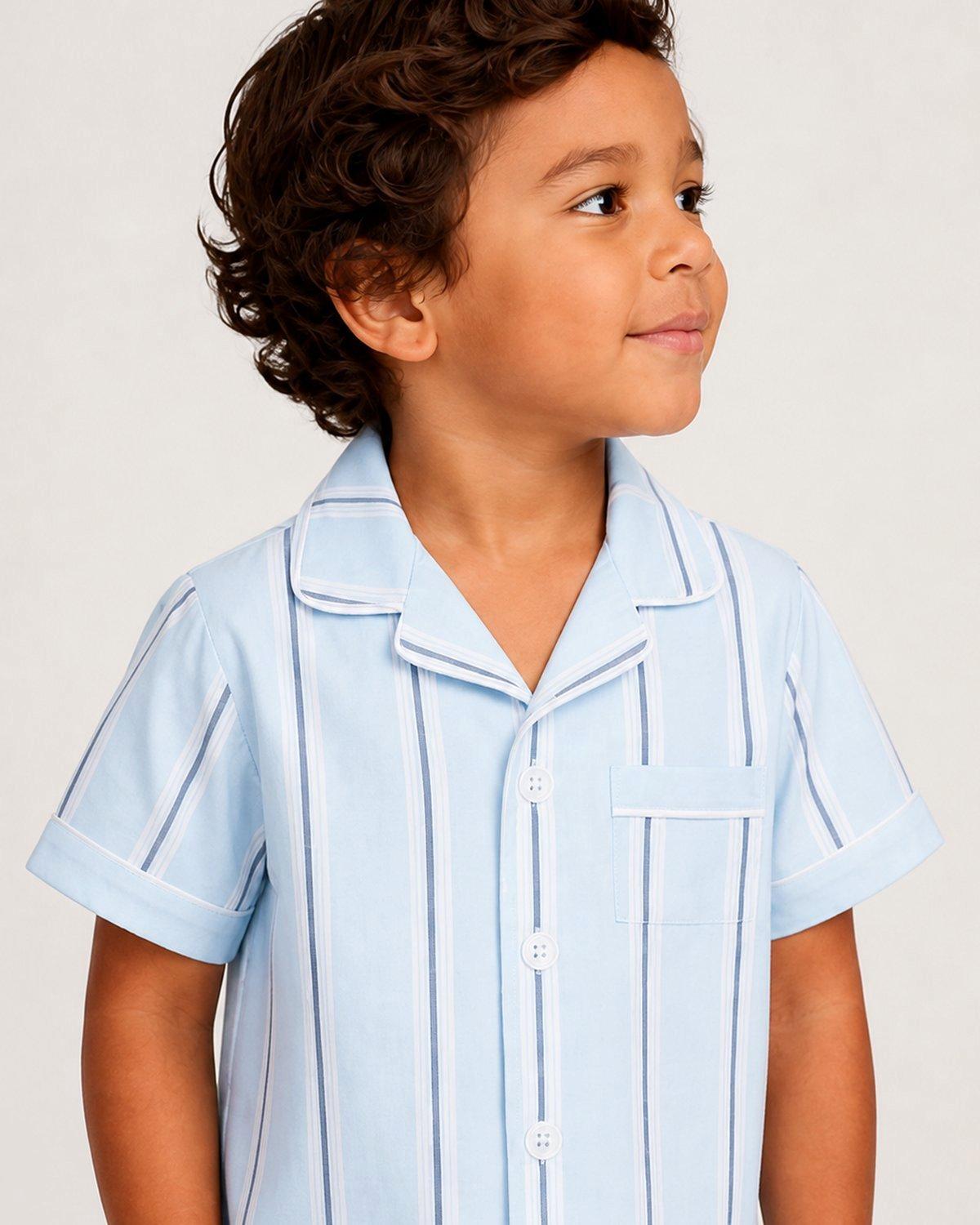Kid's Twill Pajama Short Set in Coastal Stripe image number 1