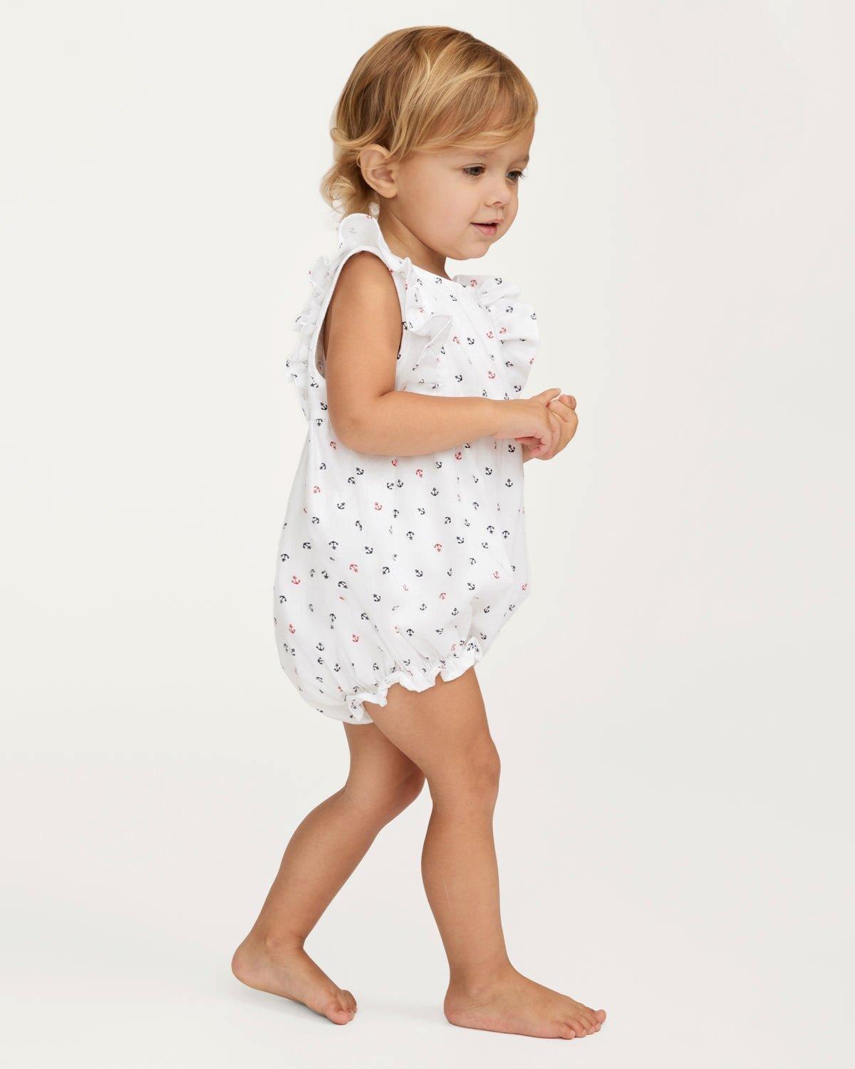 Baby's Twill Ruffled Romper in Anchors Away White image number 2