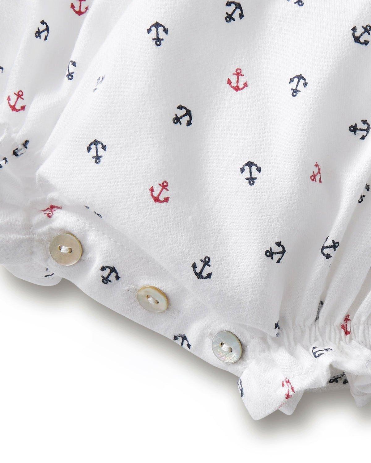 Baby's Twill Ruffled Romper in Anchors Away White image number 4