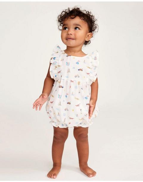 Baby's Twill Ruffled Romper in Summer Nostalgia