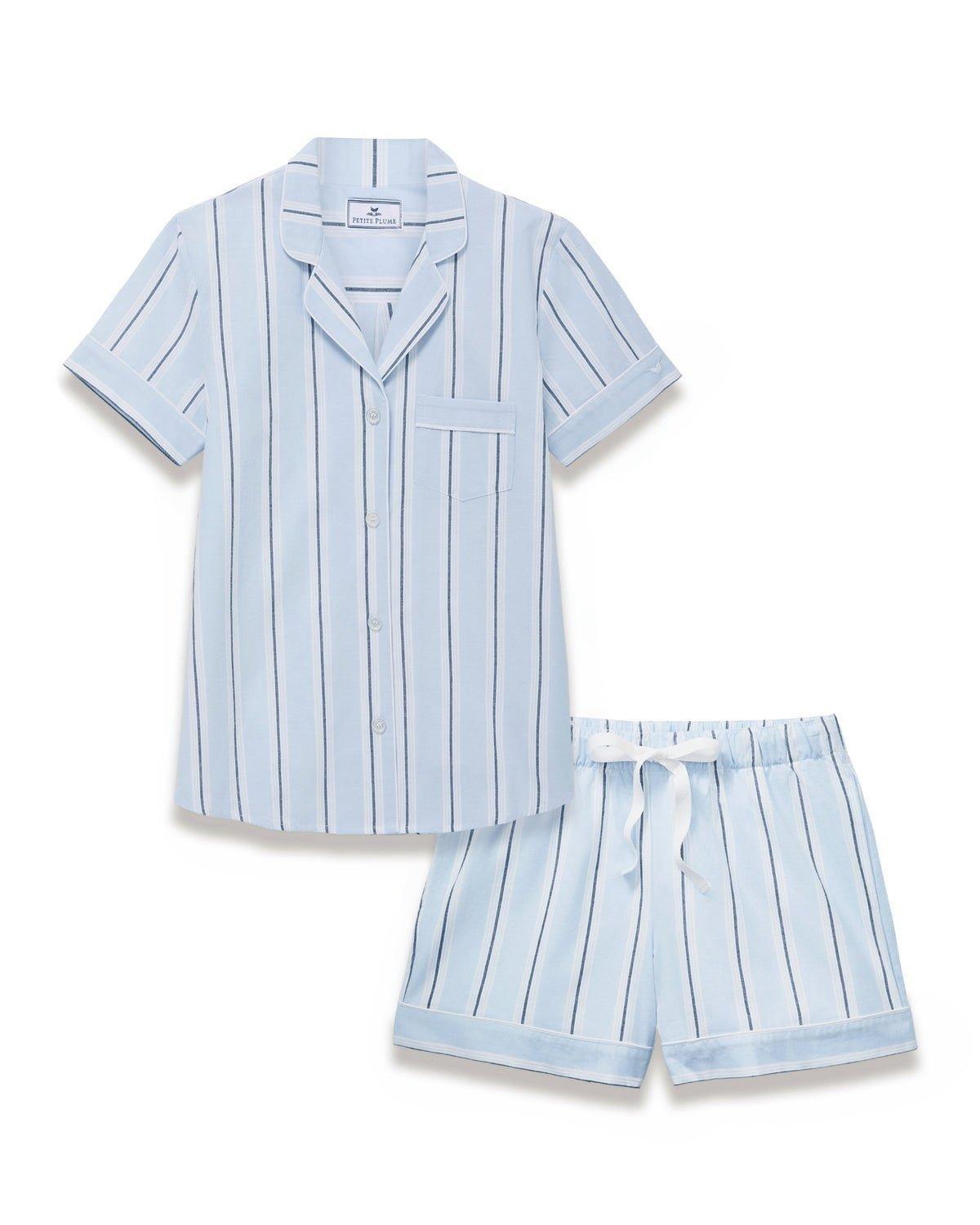 Women's Twill Short Sleeve Short Set in Coastal Stripe image number 3