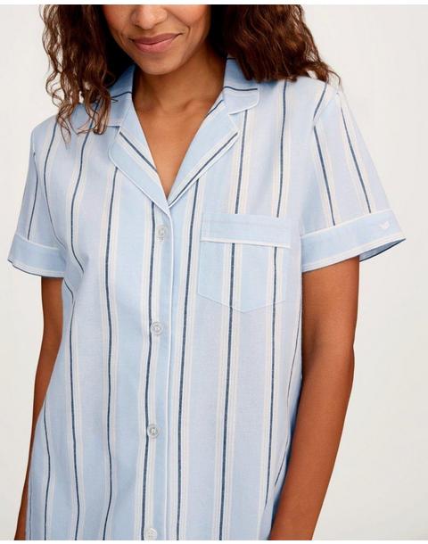 Women's Twill Short Sleeve Short Set in Coastal Stripe