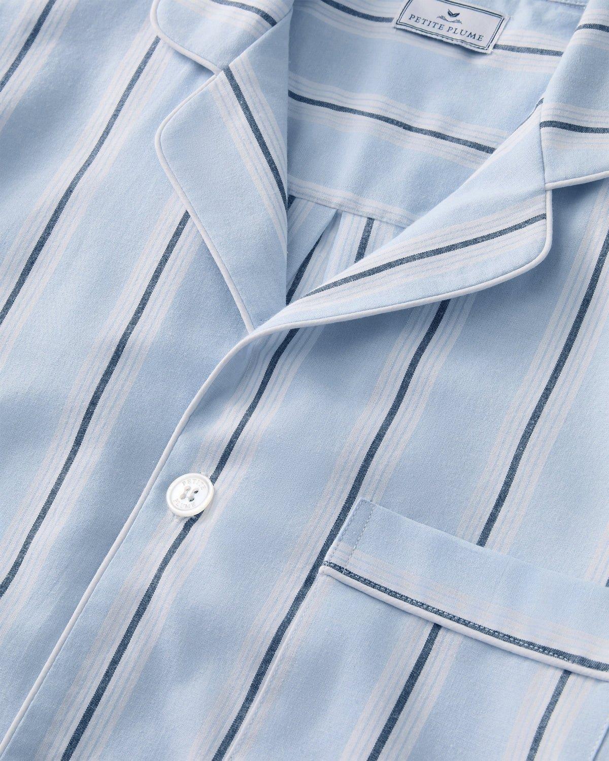 Men's Twill Pajama Short Set in Coastal Stripe image number 4