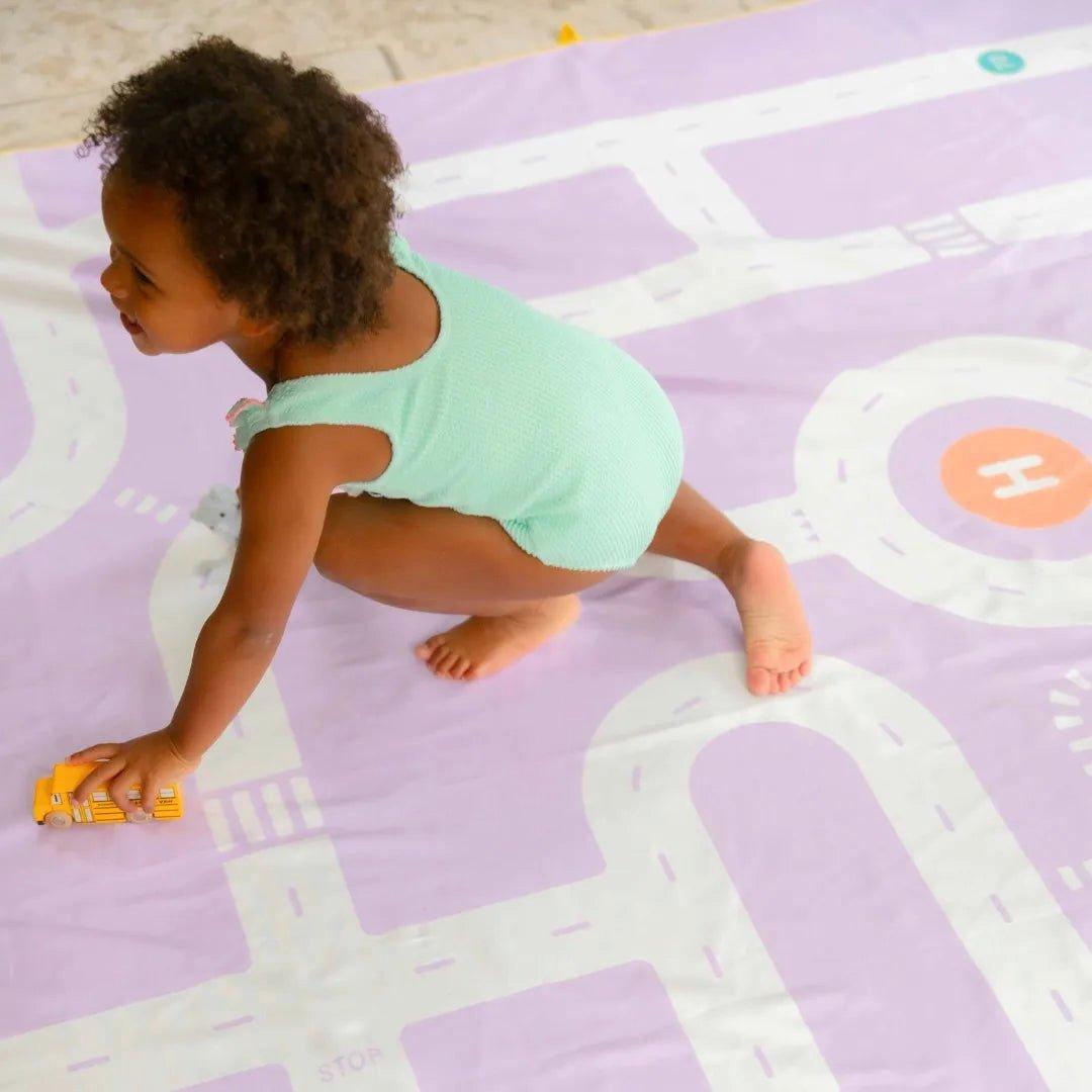 Play Towel On the Road Lavender &ndash; Double-Sided Kids Play Towel image number 1