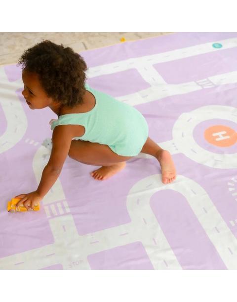 Play Towel On the Road Lavender – Double-Sided Kids Play Towel