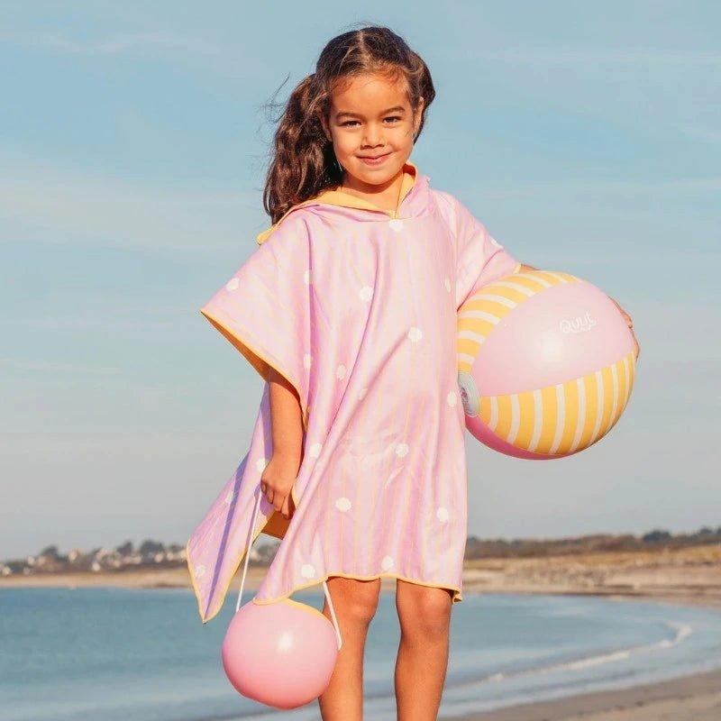 Beach Poncho Banana Pink &ndash; Quick-Drying Microfiber Kids Towel image number 1