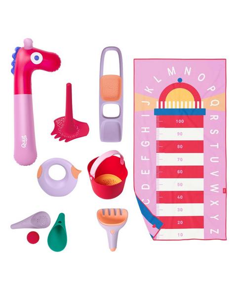 Quut Premium Beach Bundle Pink – 8-Piece Kids Beach & Outdoor Play Set
