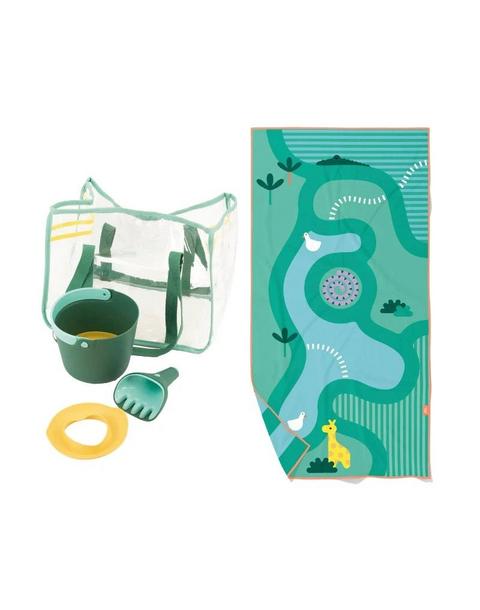 Beach Bag Set Garden Green + Safari Play Towel