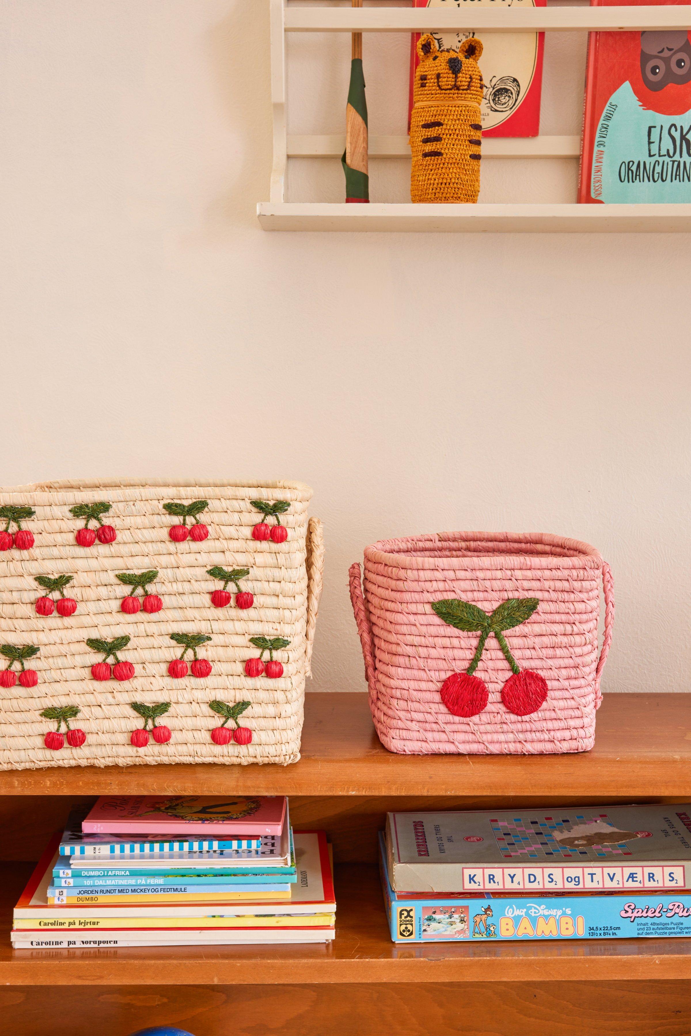 Square Raffia Basket Cherry