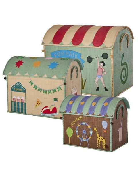 Raffia Storage House 3pc Set | Fun Fair Blue