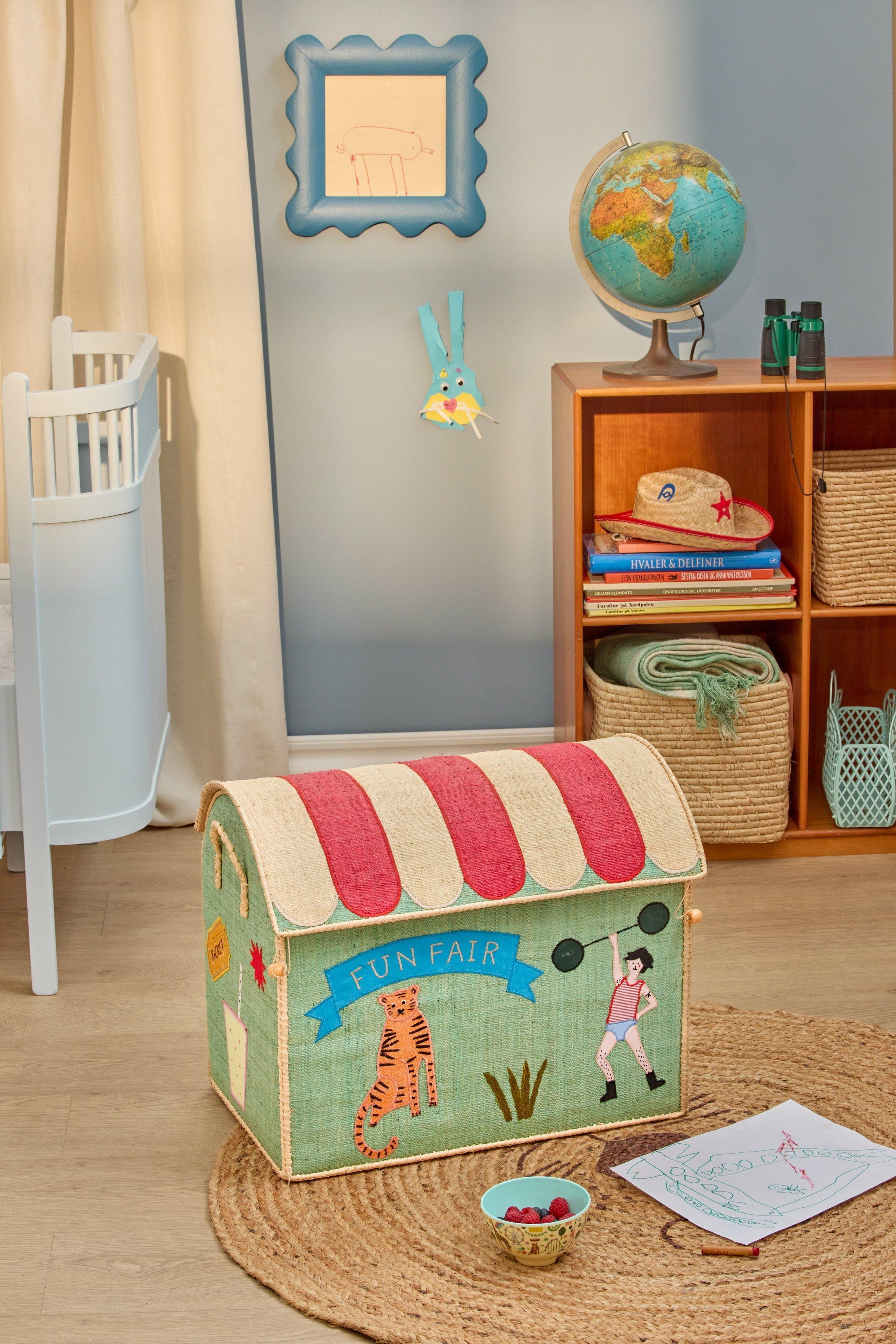 Raffia Storage House 3pc Set | Fun Fair Blue image number 2