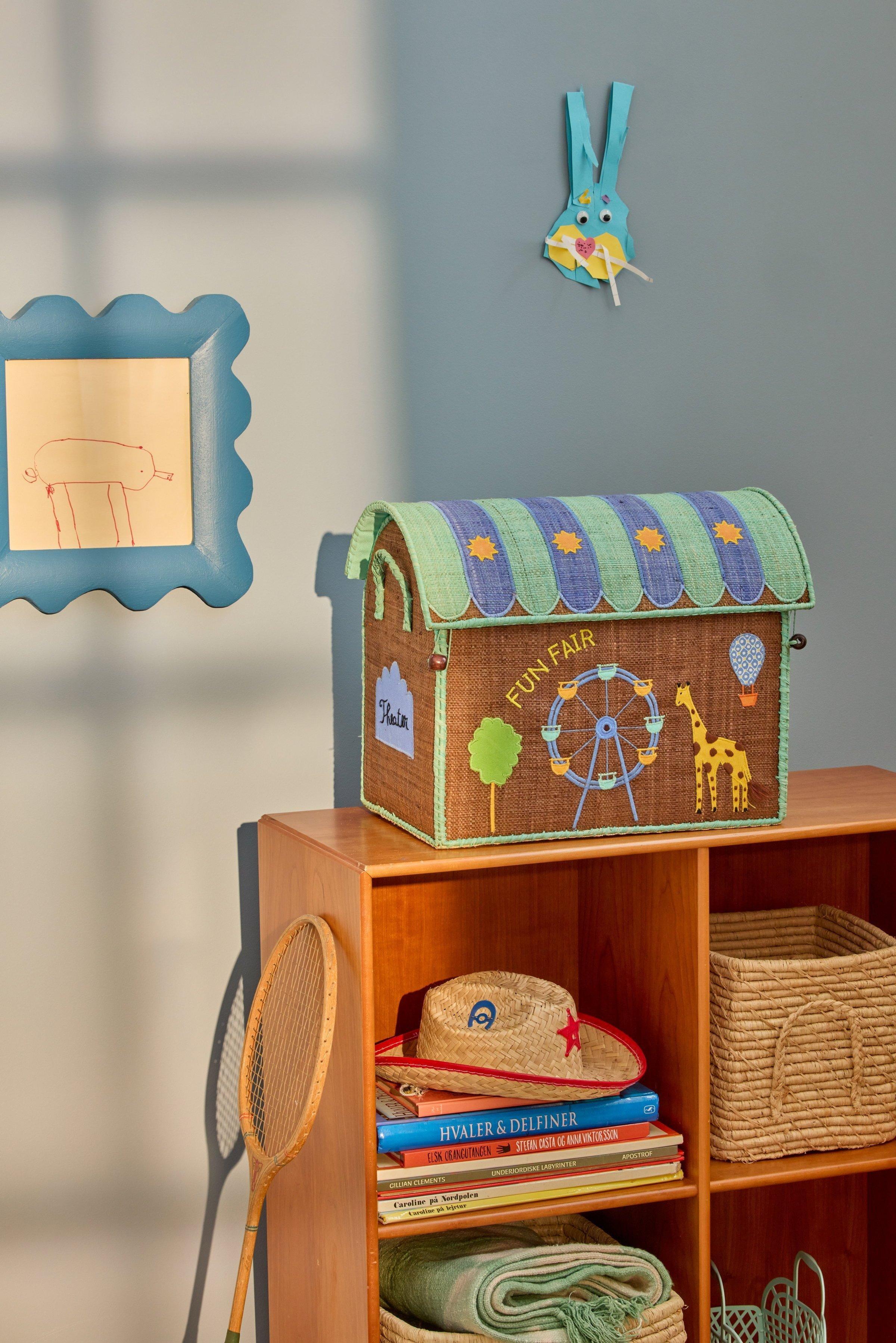 Raffia Storage House 3pc Set | Fun Fair Blue image number 4