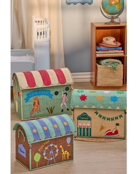 Raffia Storage House 3pc Set | Fun Fair Blue