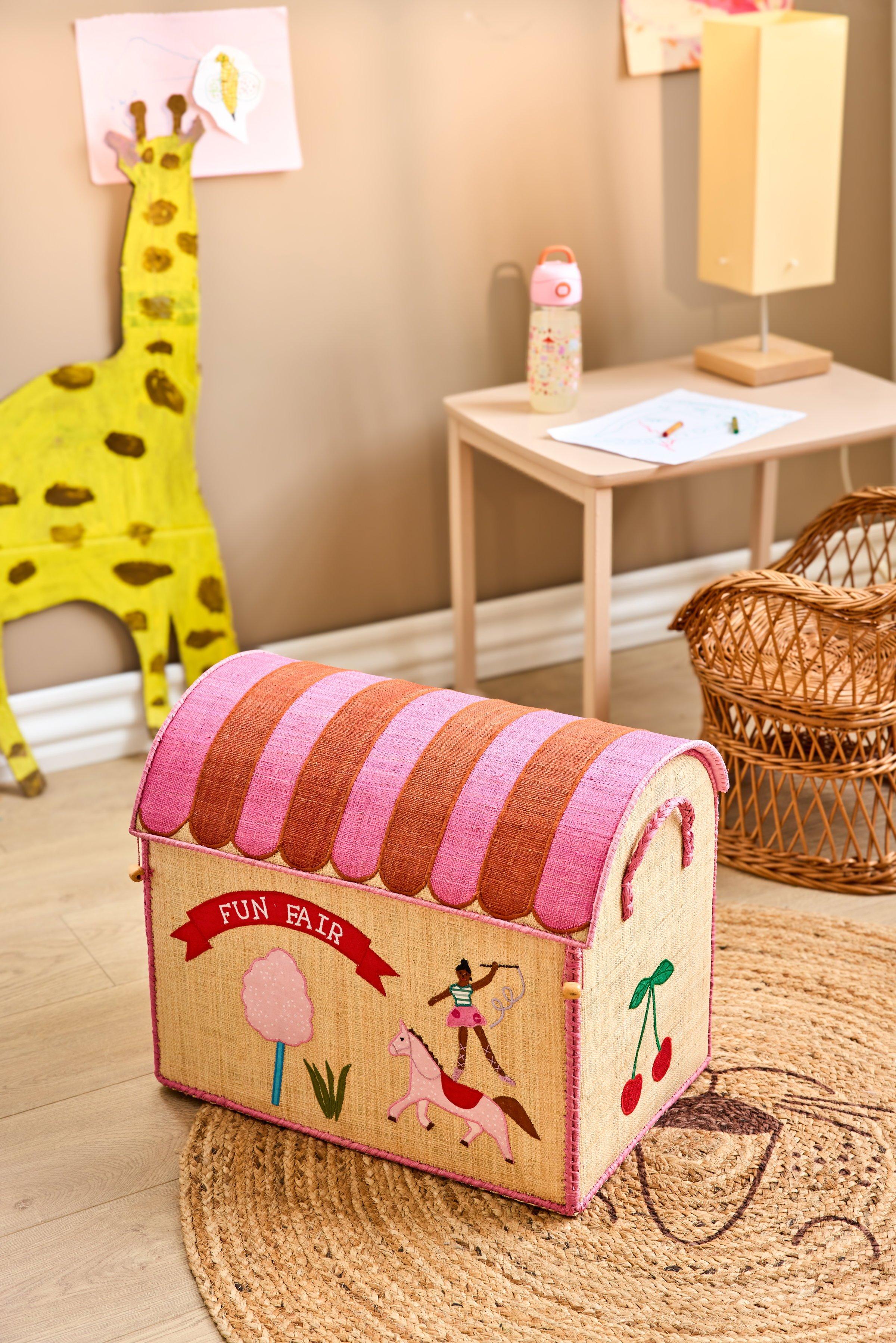 Raffia Storage Baskets 3pc Set | Fun Fair Pink image number 2