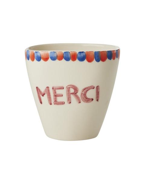 Ceramic Oval Cup Hand Painted Merci