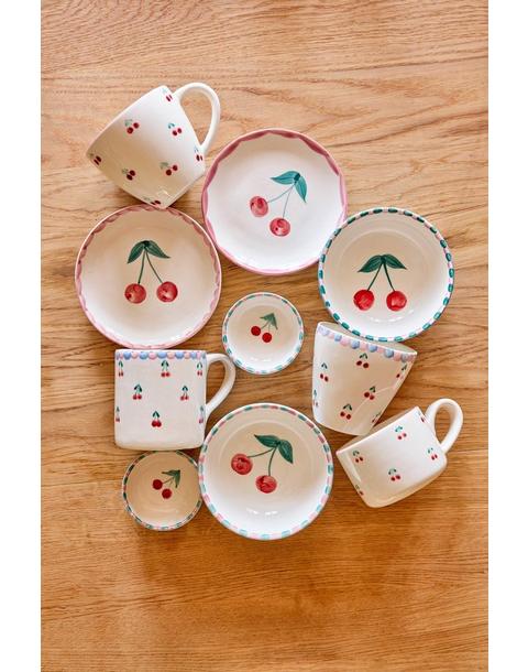 Ceramic Cup Hand Painted Cherries