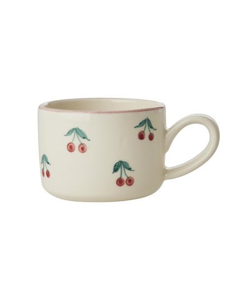 Ceramic Cappuccino Cup Hand Painted Cherries