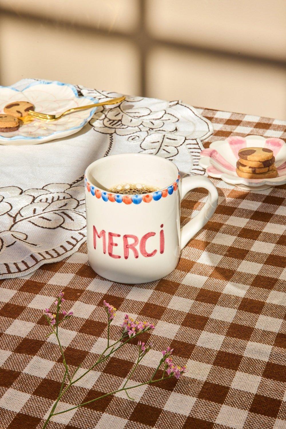 Ceramic Mug Hand Painted Merci image number 1
