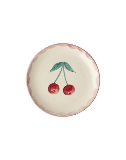 Ceramic Cake Plate Hand Painted Cherries