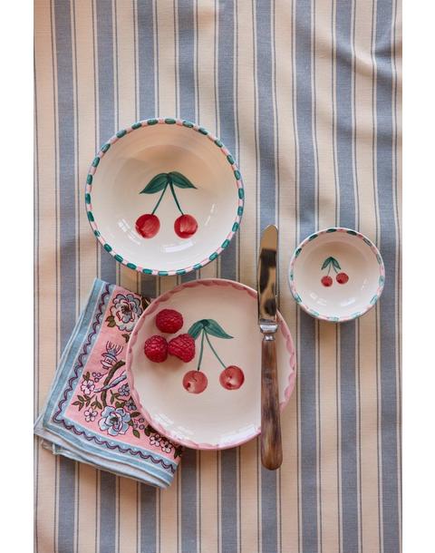 Ceramic Cake Plate Hand Painted Cherries
