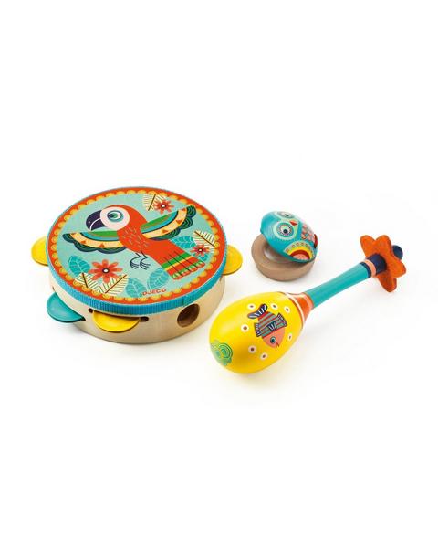 Animambo 3 Pc Set Tambourine - Maracas - Castanet