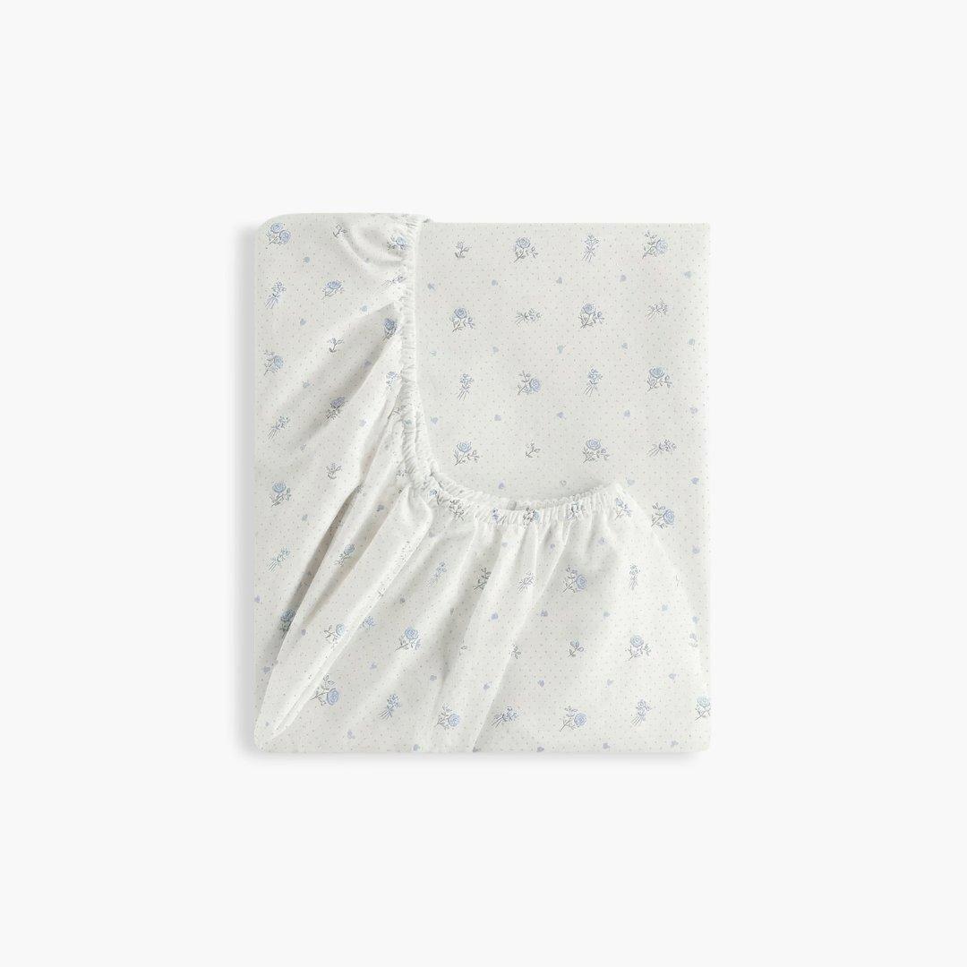Ditsy Floral Crib Sheet - Blue image number 1