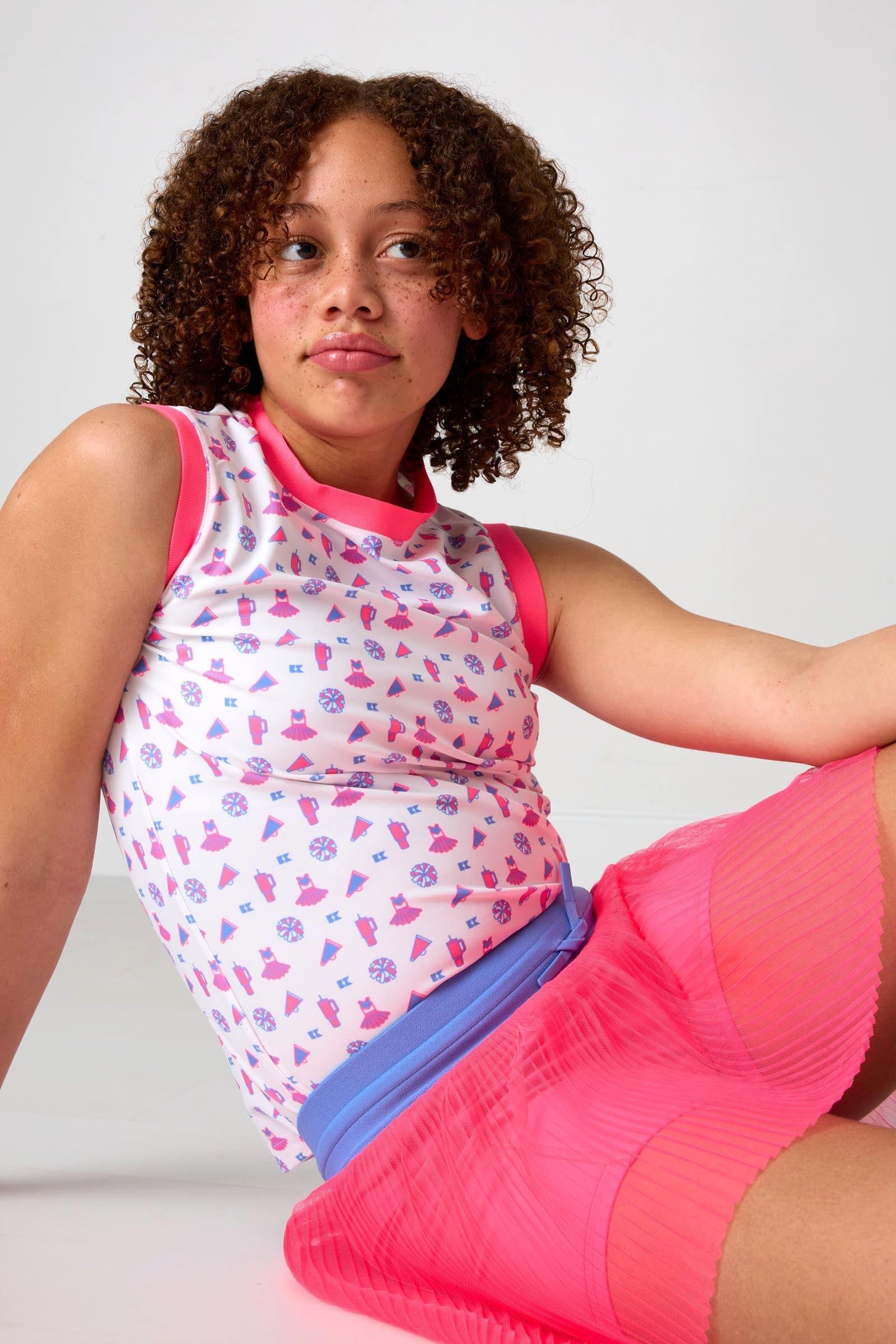 Girls Muscle Tank - Cheer Print image number 3
