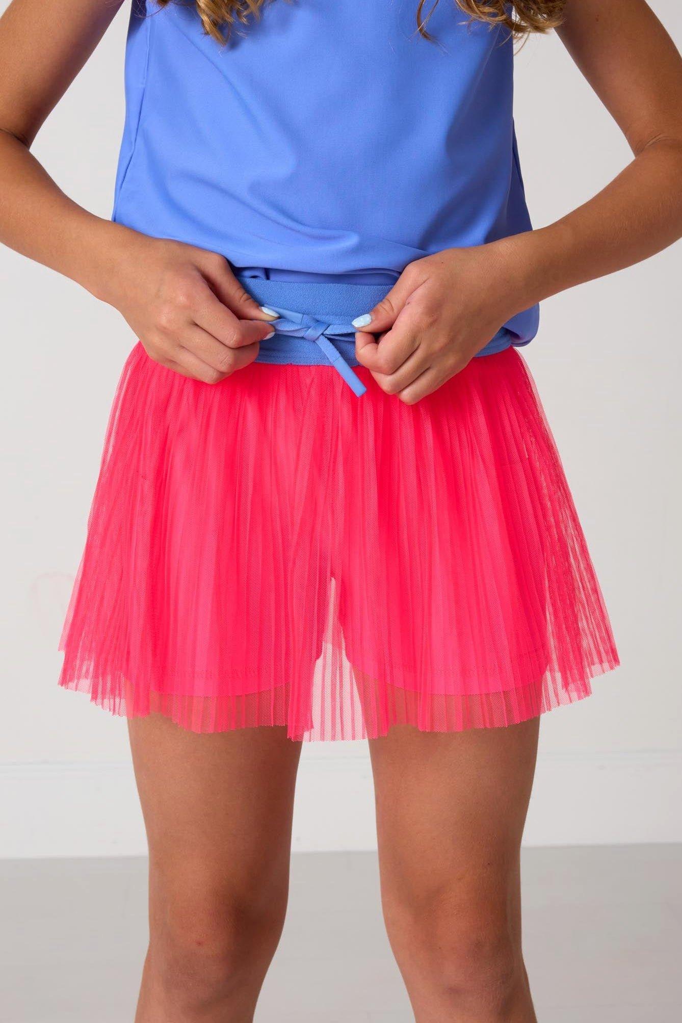 Girls Pleated Skort - Neon Pink image number 1