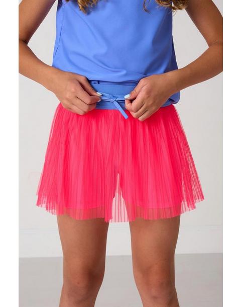 Girls Pleated Skort - Neon Pink