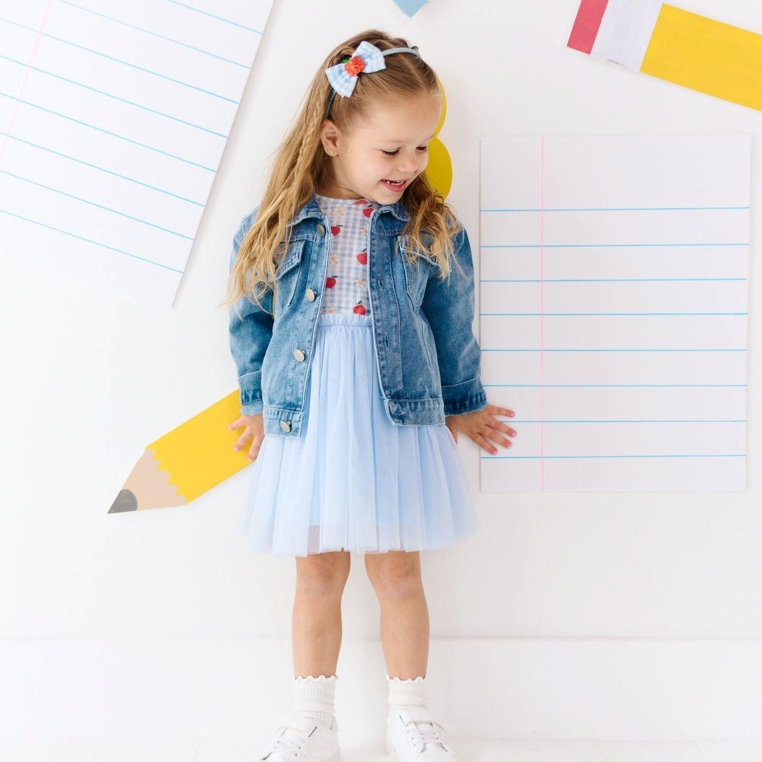 Blue Plaid Bow Patch Denim Jacket image number 1