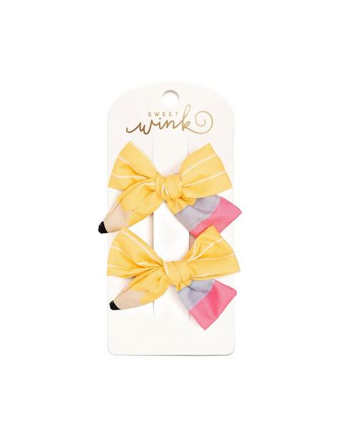 School Days Pencil Bow Clip Set
