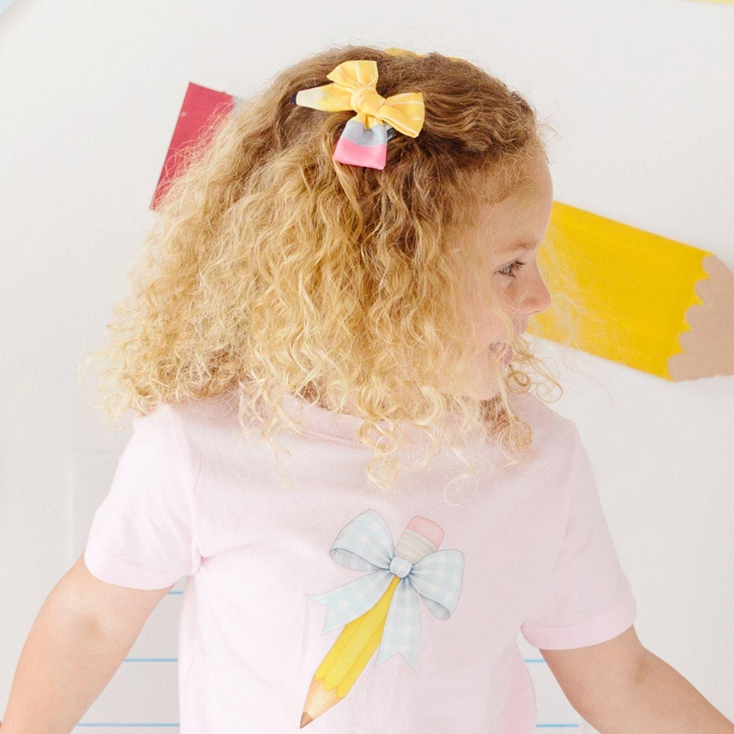 School Days Pencil Bow Clip Set image number 2