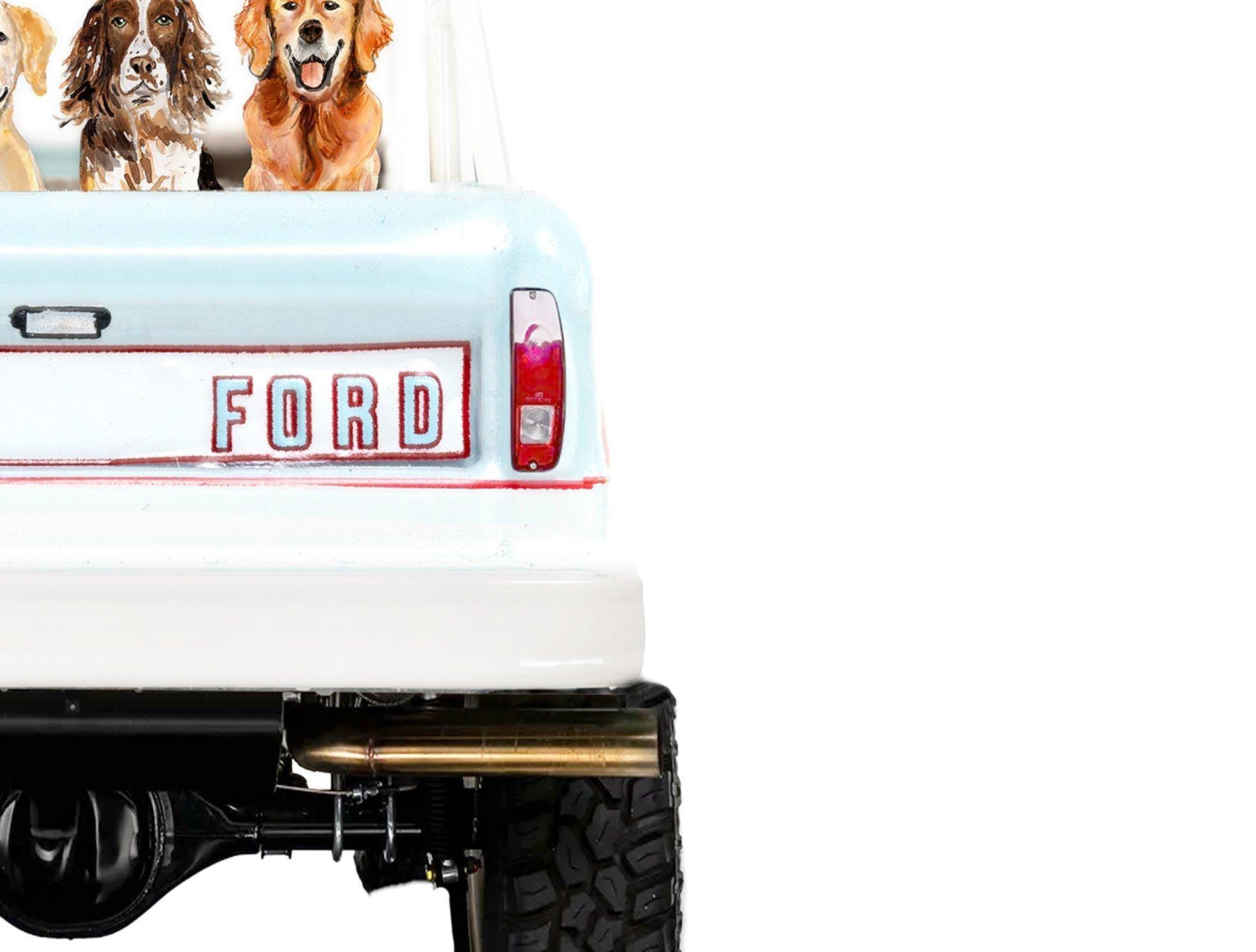 Blue Car Dog Print - Classic Car Wall Art image number 1