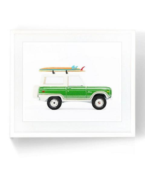 Surfboard Car Wall Art – Green Car Print
