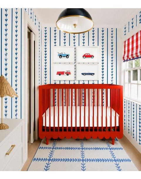 Set Of Four Blue And Red Car Prints