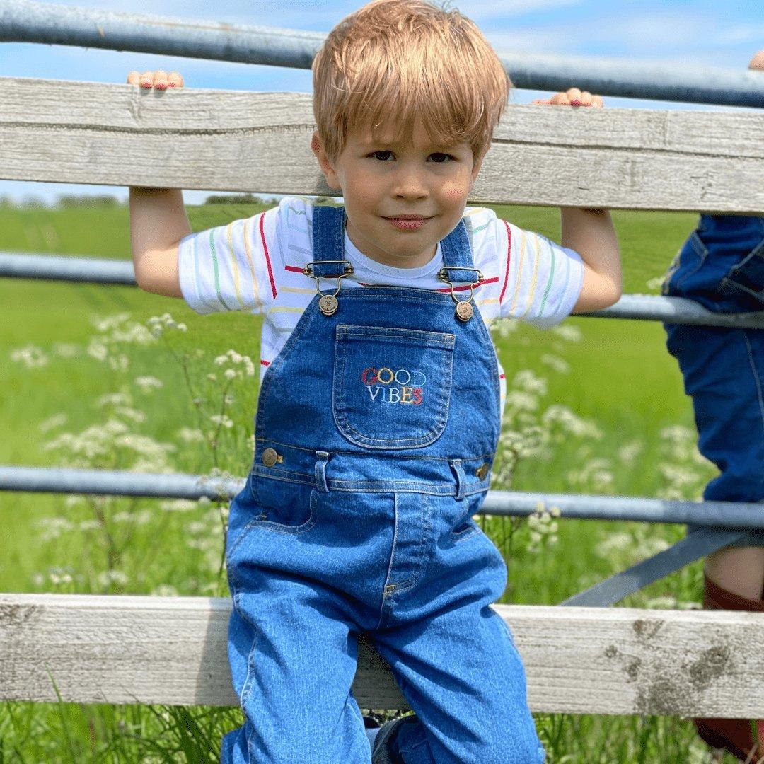 Stonewash GOOD VIBES Denim Overalls
